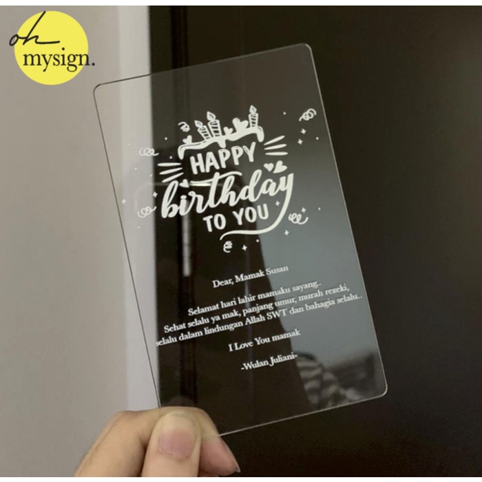 KARTU UCAPAN ACRYLIC CUSTOM / BIRTHDAY GREETING CARD / KARTU UCAPAN