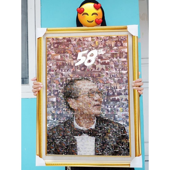 Kolase foto mozaik dengan cetak foto dan bingkai A2