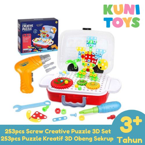 MR57YT Screw Creative Puzzle 3D Puzzle Kreatif Sekrup Mainan Edukasi Motorik Anak Bor Tool Set Obeng