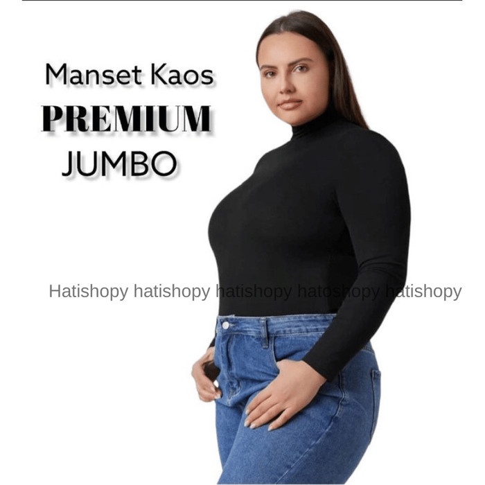 JUMBO XXL Manset Baju Lengan Panjang Wanita Kaos Rayon Daleman Adem - Coklat tua
