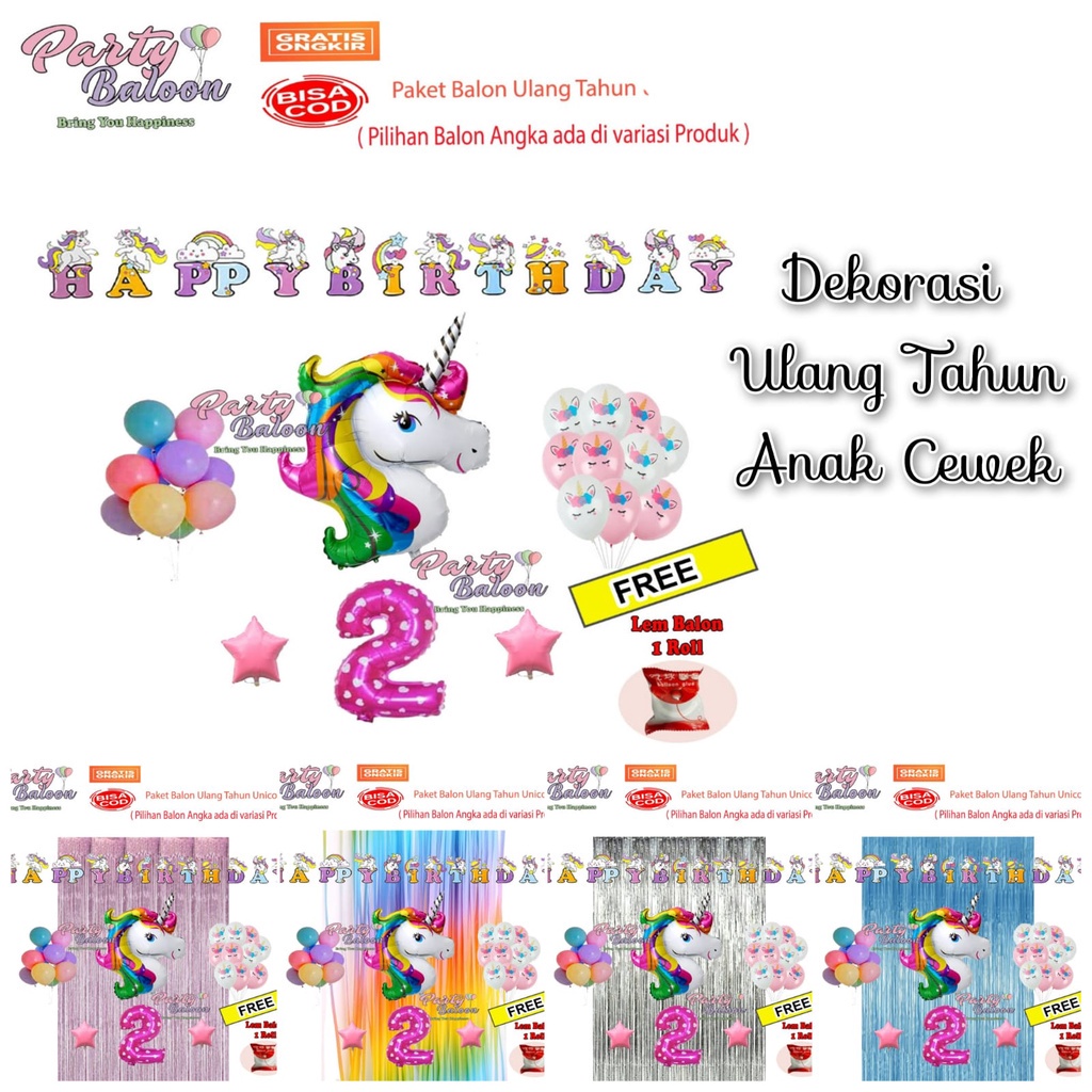 Paket Set Decor Ultah Anak Perempuan  Kuda Poni Hemat Murah