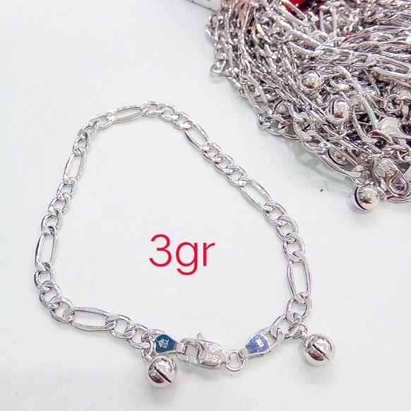 Gelang cowok anak dan dewasa emas asli kadar 750 75% 17k rantai tangan vigaro lepes gosok papan puti