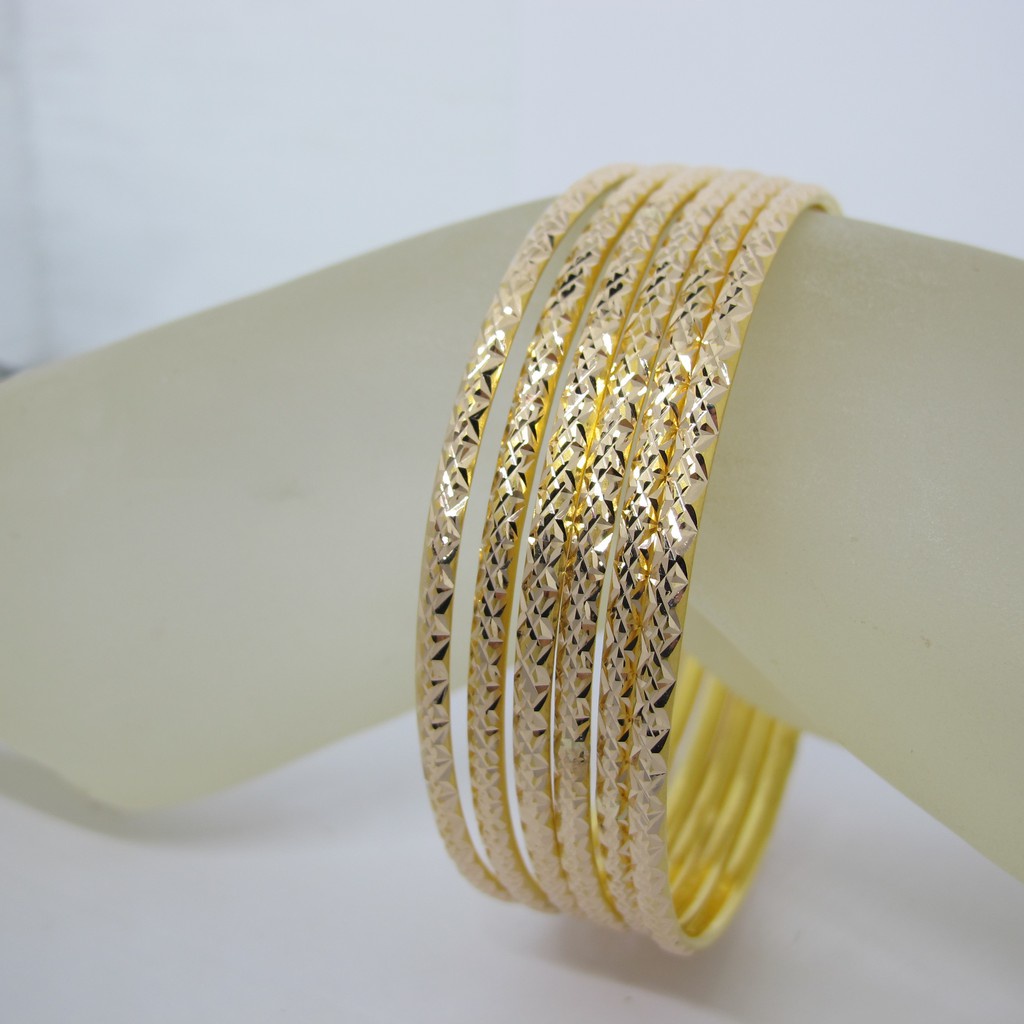 Gelang tangan anak dan dewasa emas asli kadar 700 70% 22 16k E bangle ukir keroncong kuning putih ca