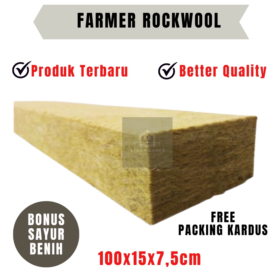 ORI FARMER ROCKWOOL 1 Slab Media Tanam Hidroponik Hydroponic Impor Siap Pakai Mirip Cultilene