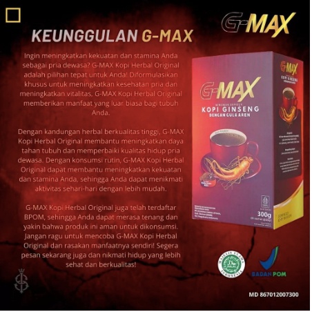 

PROMO GEDEN Kopi Gmax Original - Kopi Kuat Tahan Lama Tingkatkan Stamina Pria