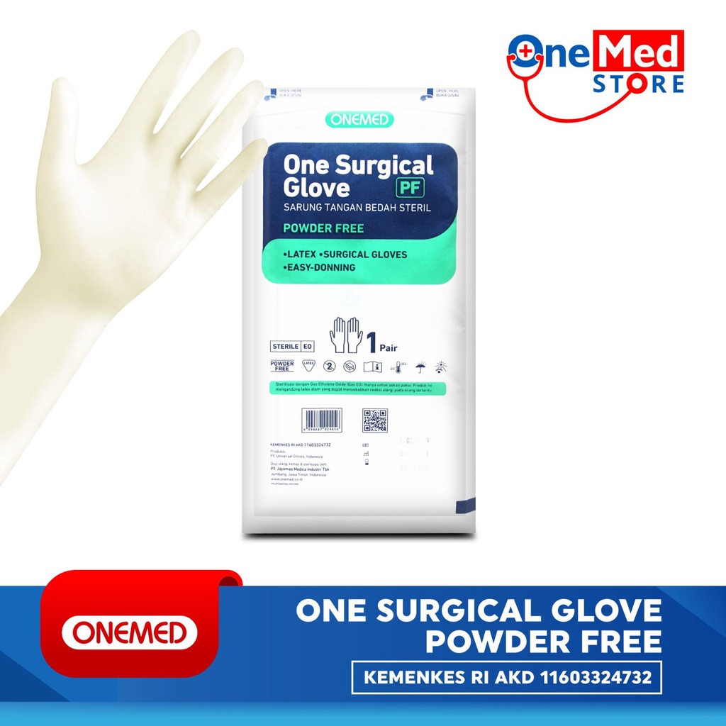 ONEMED Sarung Tangan Steril One Surgical Glove Powder Free 1 Pasang OOF