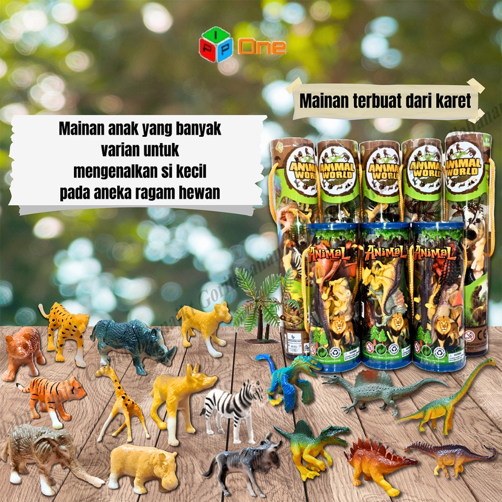 Hewan Karet Warna Warni Dewasa Figur Binatang Dinosaurus mainan untuk anak