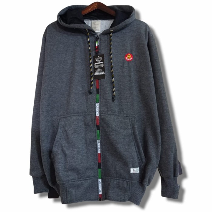 ✨BISA COD✨ -Sweater Hoodie Abu Tua Kombinasi Resleting Import Pria dan Wanita Sweater Keren Sweater 