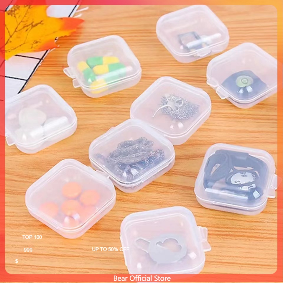 Kotak penyimpanan mini plastik transparan kotak obat/kotak penyimpanan mini aksesoris kecil