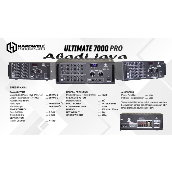 power amplifier HARDWELL ULTIMATE 7000 hardwell ultimate 7000 GARANSI