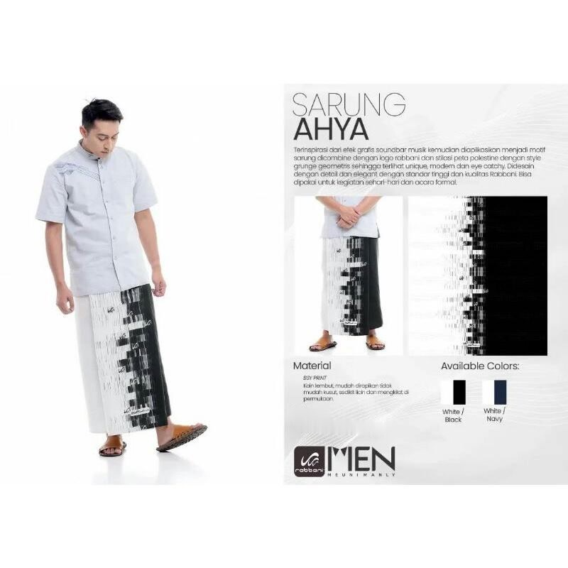 Sarung Rabbani Ahya Putih Hitam Dan Putih Navy Motif Palestine