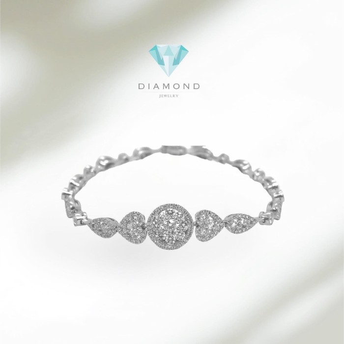 Diamond Pave Bracelet Lotus 18k white gold-Diamond Jewelry