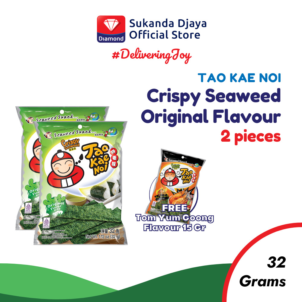 

Tao Kae Noi Crispy Seaweed Original Flavour 32 Gr ISI 2 [Free Tom Yum Goong Flavour 15 Gr]