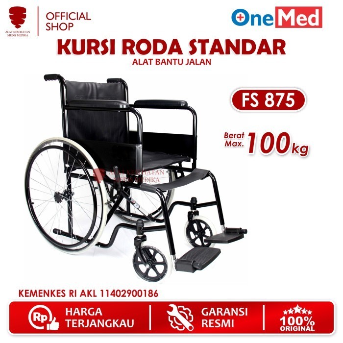Kursi Roda Onemed FS874-51 Standar Jumbo Besar Orang Gemuk Wheel Chair Alat Bantu Jalan Standard Sta