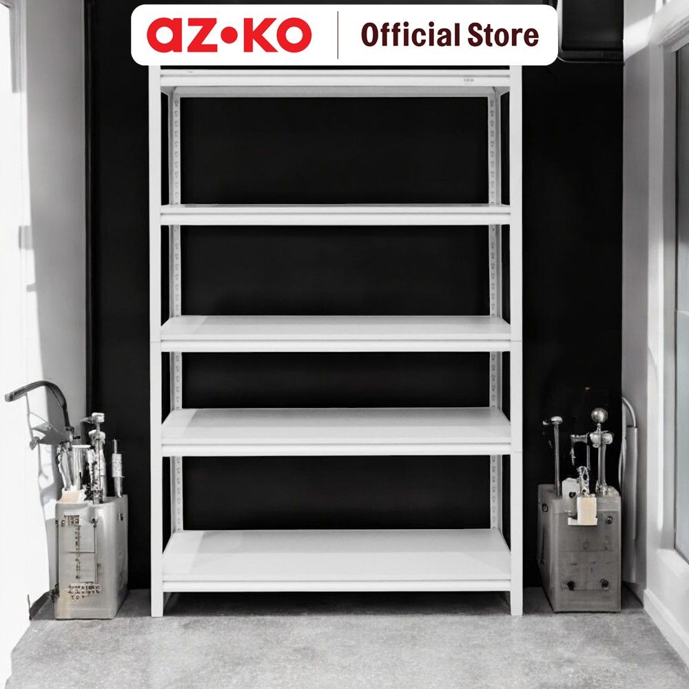 AZKO Krisbow Rak Besi 5 Tingkat - Putih Storage Rack Metal Tempat Penyimpanan Serbaguna Rak Barang O
