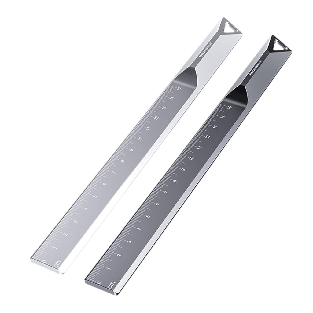 

Straight Ruler Multi Use Aluminum Alloy 15cm with Hanging Hole Metal Ruler for Line Drawing Architect Home Engineering Office