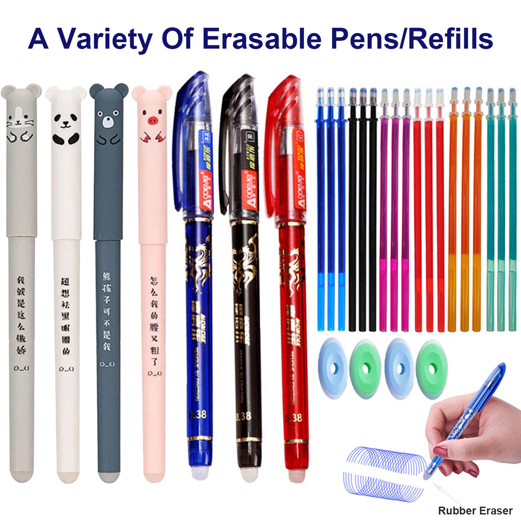 

Gel Pen Set Erasable Gel 0.5mm Blue Black Bullet Writing Smooth School Writing Tools Office Supplies Kawaii Stationery