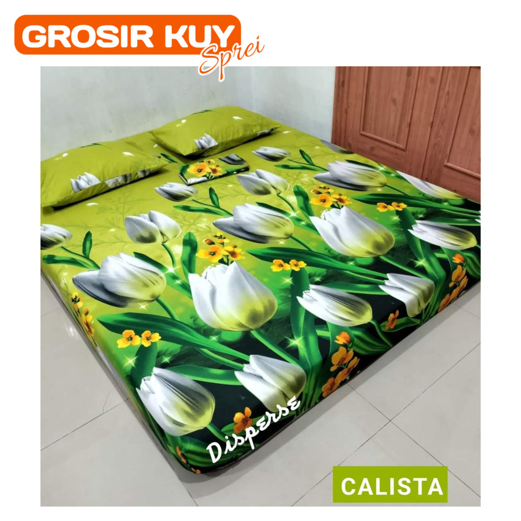 sprei kasur home made murah motif bunga calista hijau spray set bantal guling