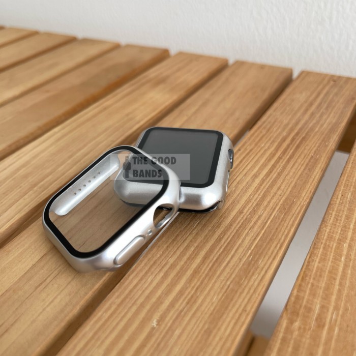Terbaru[Promo] Case Apple Watch SE 6 5 4 Casing & Glass Full Cover TG Hard 40mm 44mm - SILVER, 42MM 