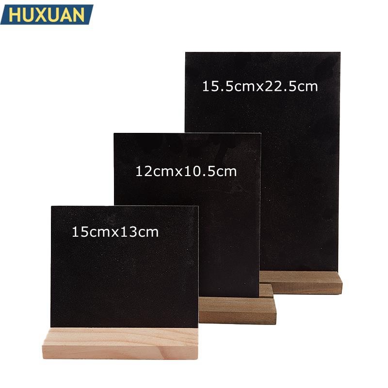 

Message Board Display Sign Whiteboard Desktop Standing Decor Wooden Base Price Tag Black Chalkboards Memo Bar