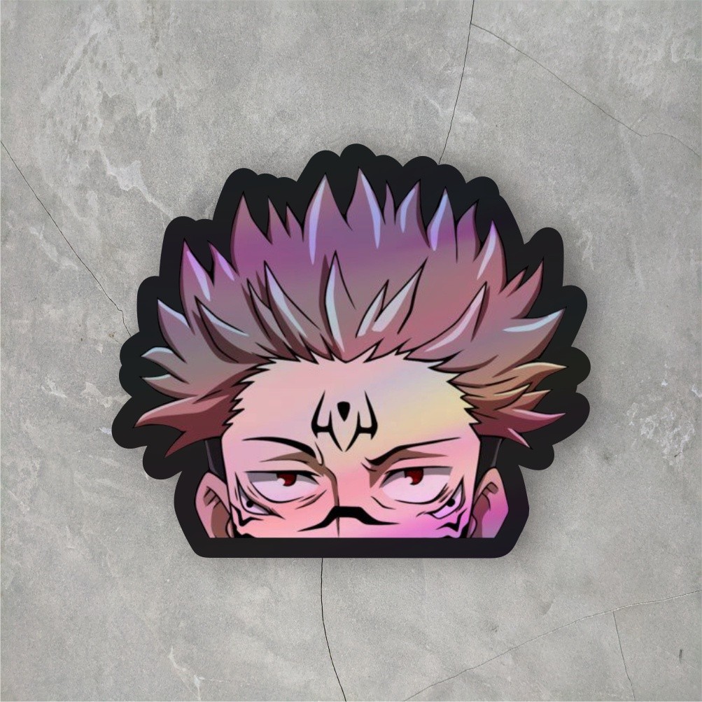 Sticker Hologram Anime Sukuna Sticker Case Hp & Laptop Ukuran 7 cm