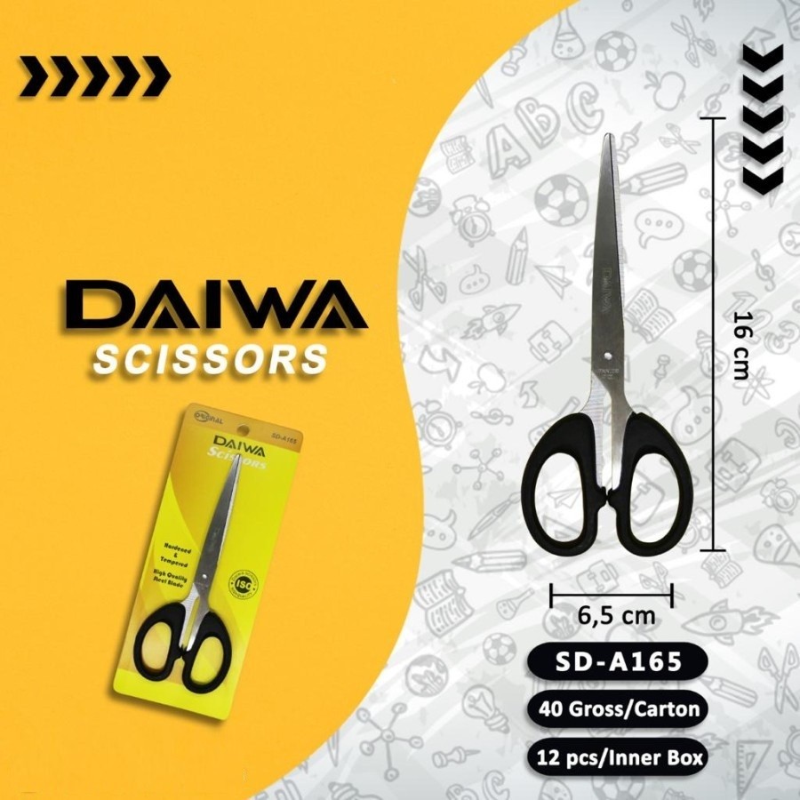 

Gunting Kertas gagang Hitam Sedang 16 cm DAIWA Stainless Steel Scissors SD-A165