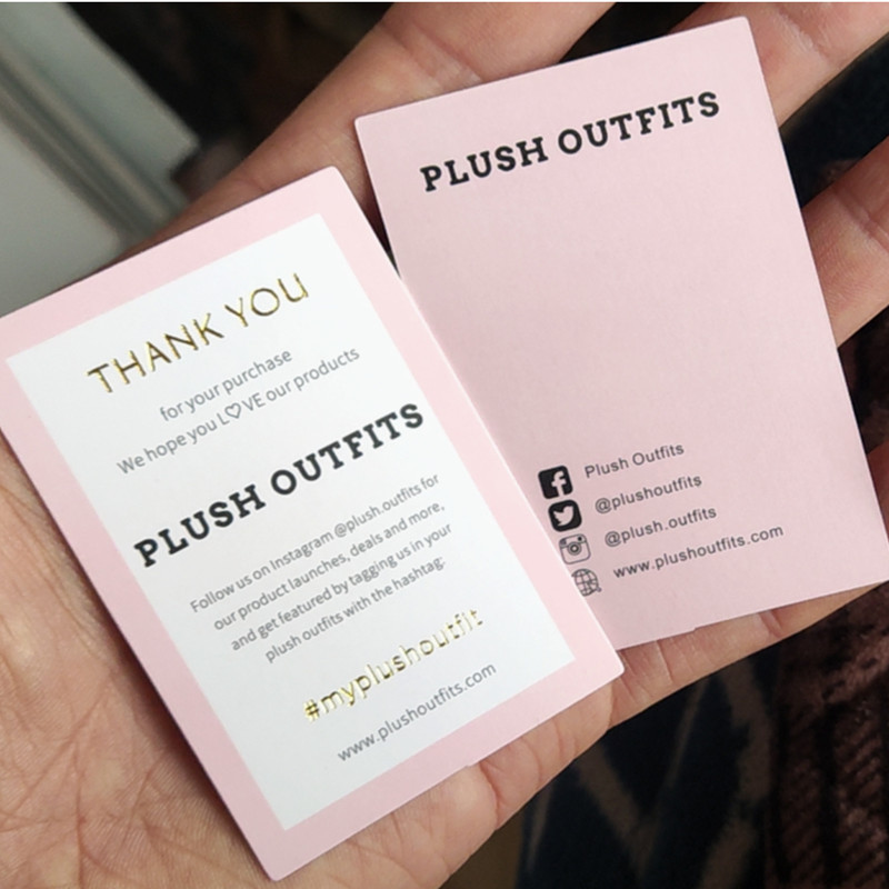 

500pcs Custom Thank you golden foil Tags Personalised 400GSM Matte coated paper Name card 5 * 7.5 cm business tags