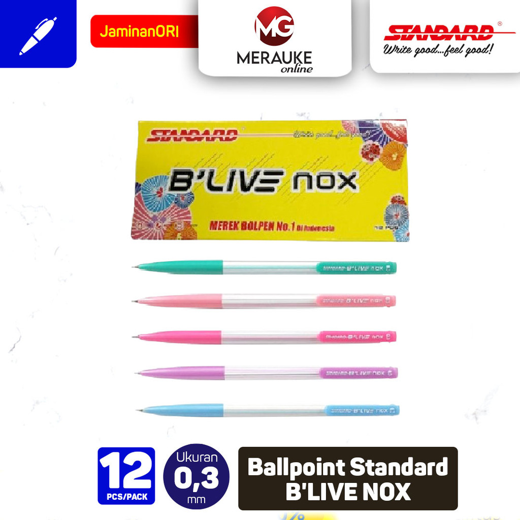 

Ballpoint Standard B'LIVE NOX 0.3 - Hitam 12 Pcs