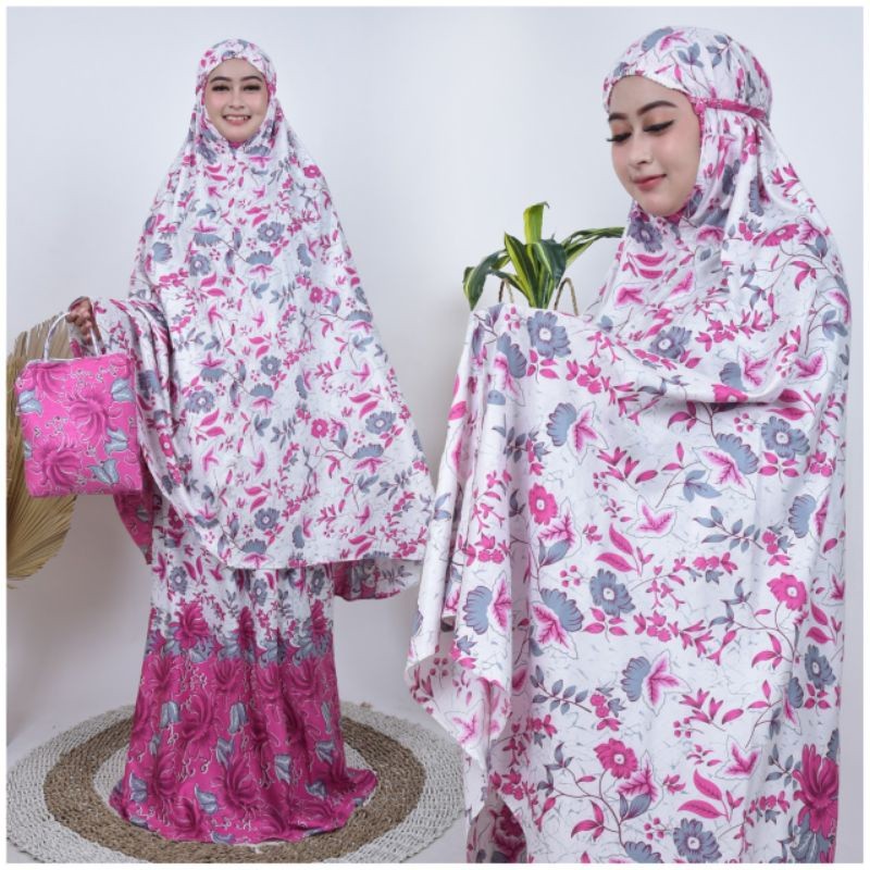 NEW MUKENA DEWASA, MUKENA BALI RAYON/MUKENA MOTIF BUNGA SAKURA LIMITED
