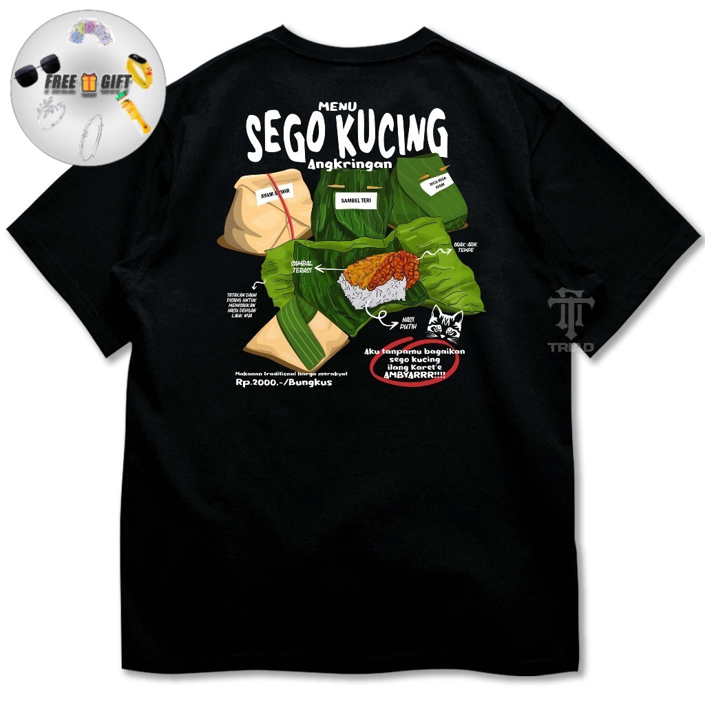 Kaos Indonesia Local Food Series SEGO KUCING ANGKRINGAN | Tshirt Culture Baju Distro Makanan Kuliner