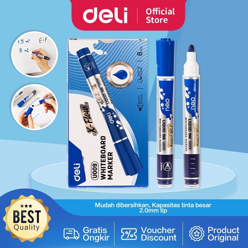 

BOBOMART X Deli Whiteboard Marker / Spidol Papan Tulis Tip 2mm Mudah di Bersihkan EU009-XX