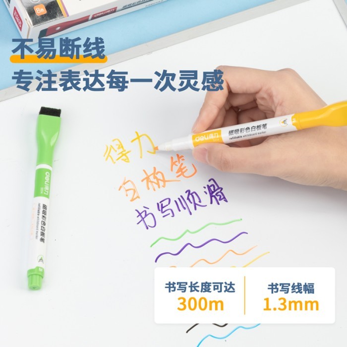 

Deli Color Whiteboard Marker/Spidol Papan Tulis+Penghapus 8Color S514