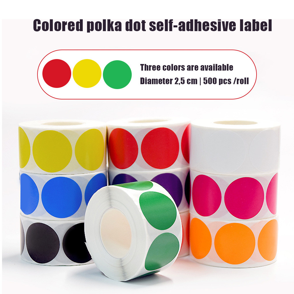 

25mm Sticker Label Bulat / Sticker Dot Marker / Sticker Direct Thermal Label Dot - 500pcs/roll