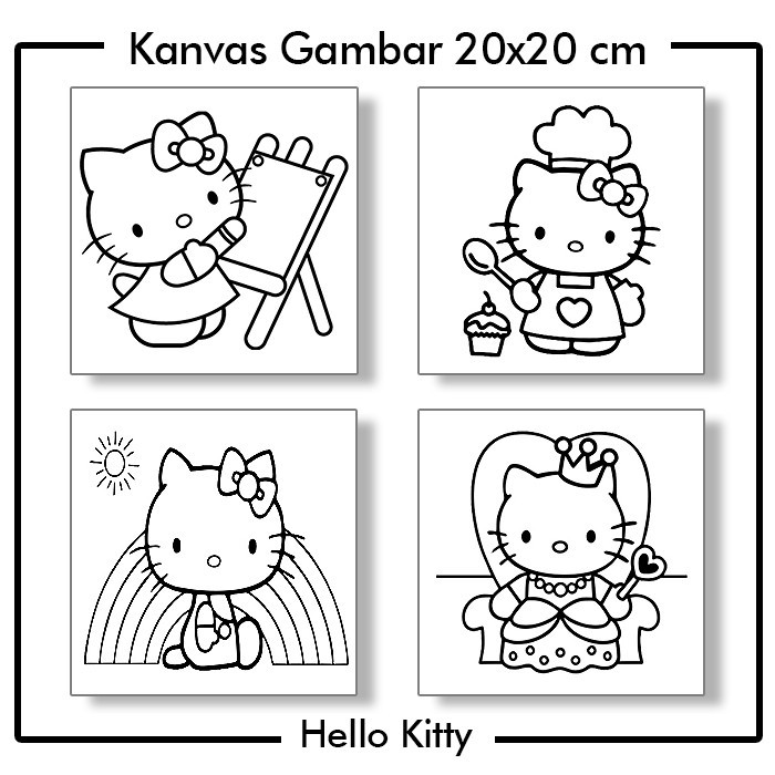 

Kanvas Lukis Anak Gambar Hello Kitty Size 20x20 cm