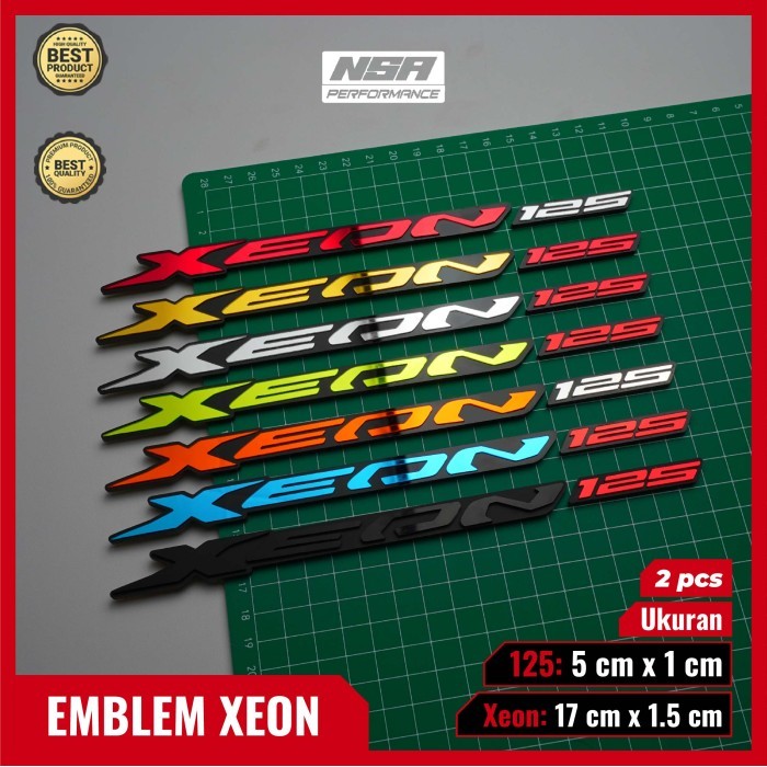 2PCS EMBLEM XEON 125 LOGO XEON125 TIMBUL STIKER MOTOR  XEON - Gold