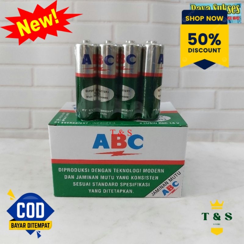 Baterai ABC AA Hijau 1.5 V R6C (Isi 24 pcs)/Baterai Serba Guna ABC AA Hijau/Baterai Jam ABC AA Hijau