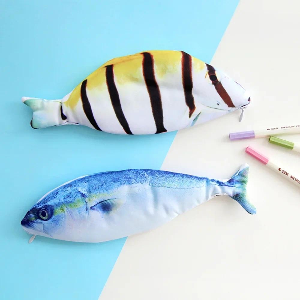 

Cute Simulation Fish Pencil Case Kawaii Cartoon Zipper Pencil Box Large Capacity Portable Storage Bag Stationery Holder Pen Bags