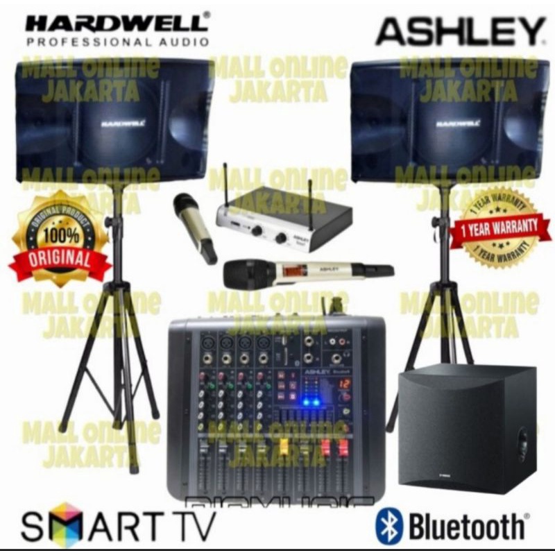 Paket Karaoke Set Hardwell 10inch Ashley studio live music Subwoofer