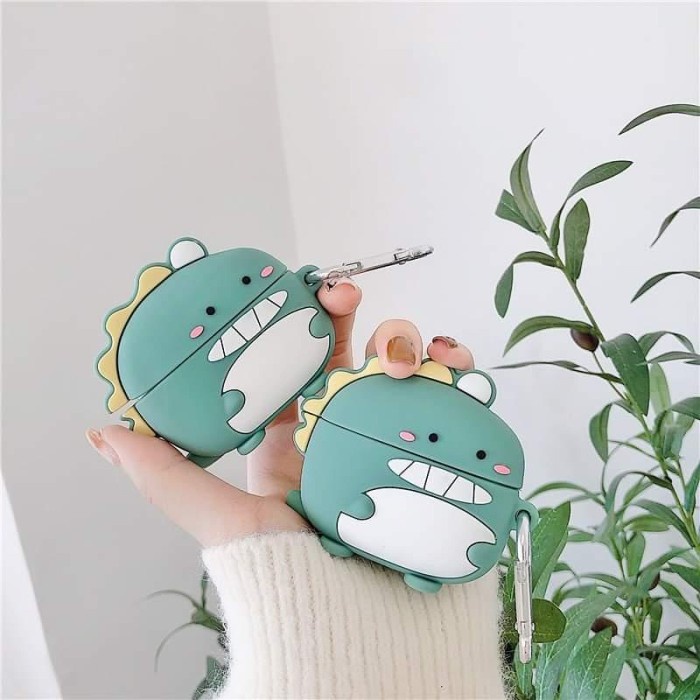 Airpods Case Green Dinosaur Gen 1 2 3 PRO Soft Silicone