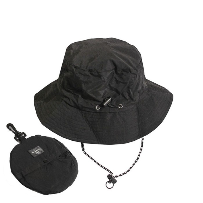 KKV Dylee&Lylee Waterproof Bucket Hat Topi Bucket Anti Air Pria Wanita - Black