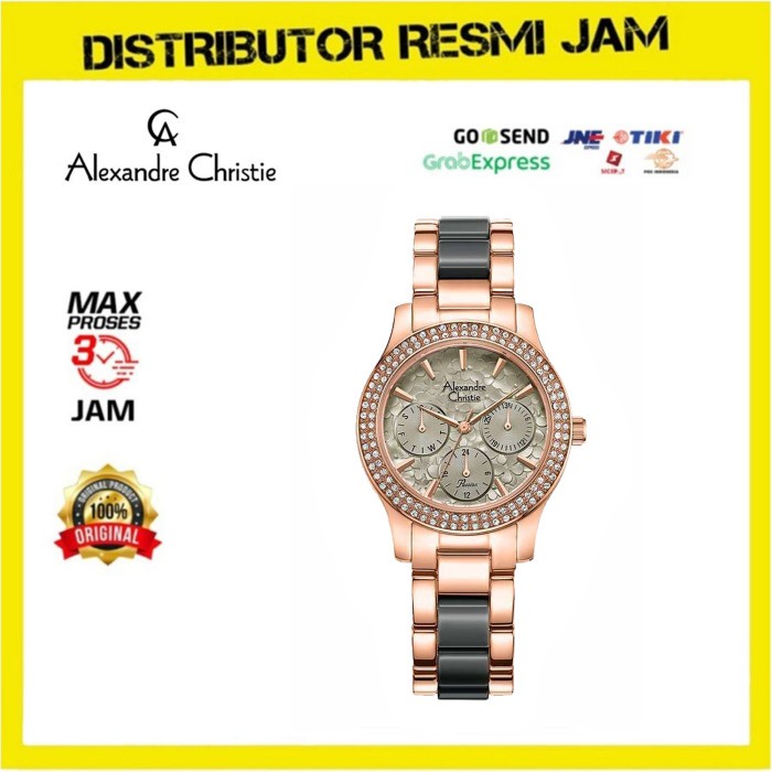 Jam Tangan Wanita Alexandre Christie AC 2932 AC2932 Graphite Rose Gold