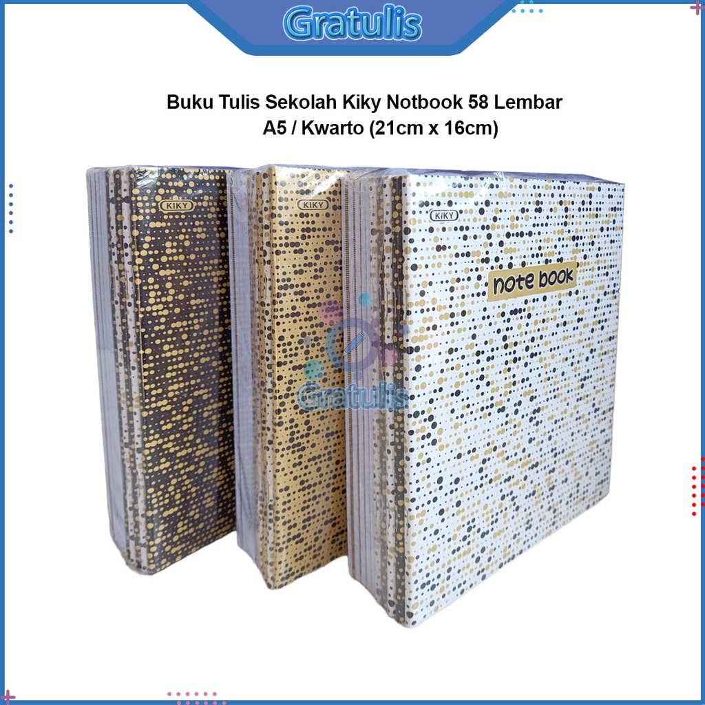 

BUKU TULIS KIKY NOTEBOOK 58 LEMBAR [1 PACK/A5] / BUKU CATATAN HARIAN KIKI / BUKU KWARTO UKURAN PENDEK 1 PAK