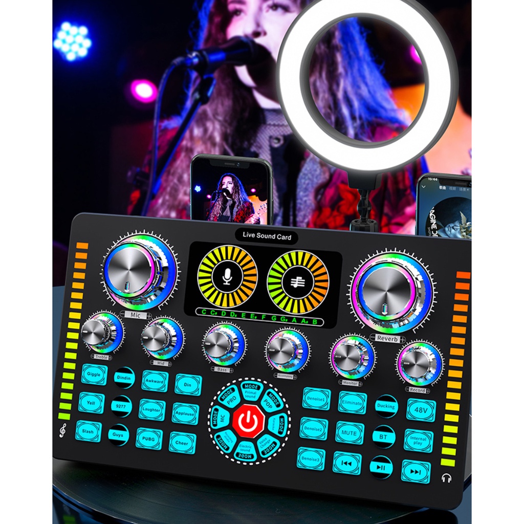 [COD] Mixer Audio External Sound Card Live Phantom Power 48V