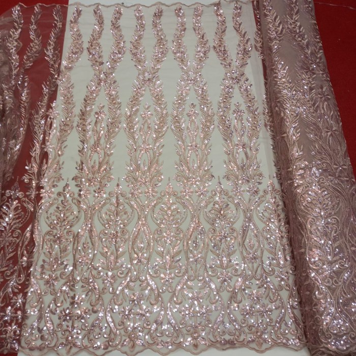 Kain tile brukat.tile brokat.tile kebaya.tile bordir.tile mutiara - rose gold