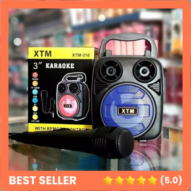 XTM 316 Speaker Bluetooth Speaker Mic Karaoke Wireless Portable Music Karaoke XTM-316