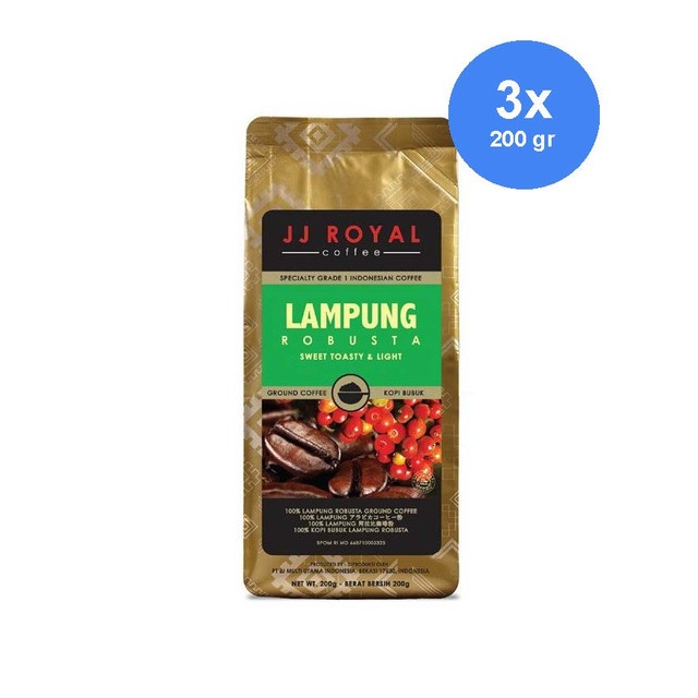 

JJ Royal Coffee Lampung Robusta Ground Bag 200 gr x 3