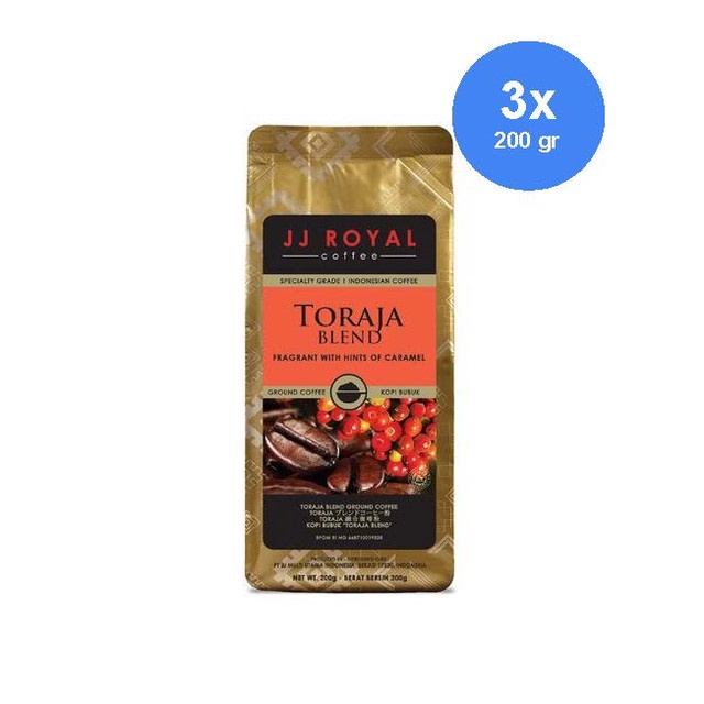 

JJ Royal Coffee Toraja Blend Ground Bag 200 gr x 3