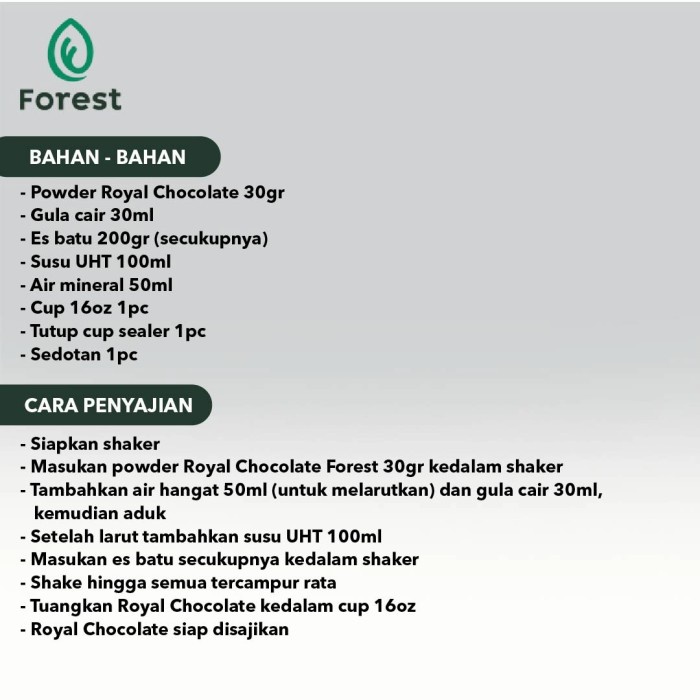 

✨PROMO✨ -Bubuk Minuman ROYAL CHOCOLATE Powder 1000 g - FOREST Bubble Drink - POWDER