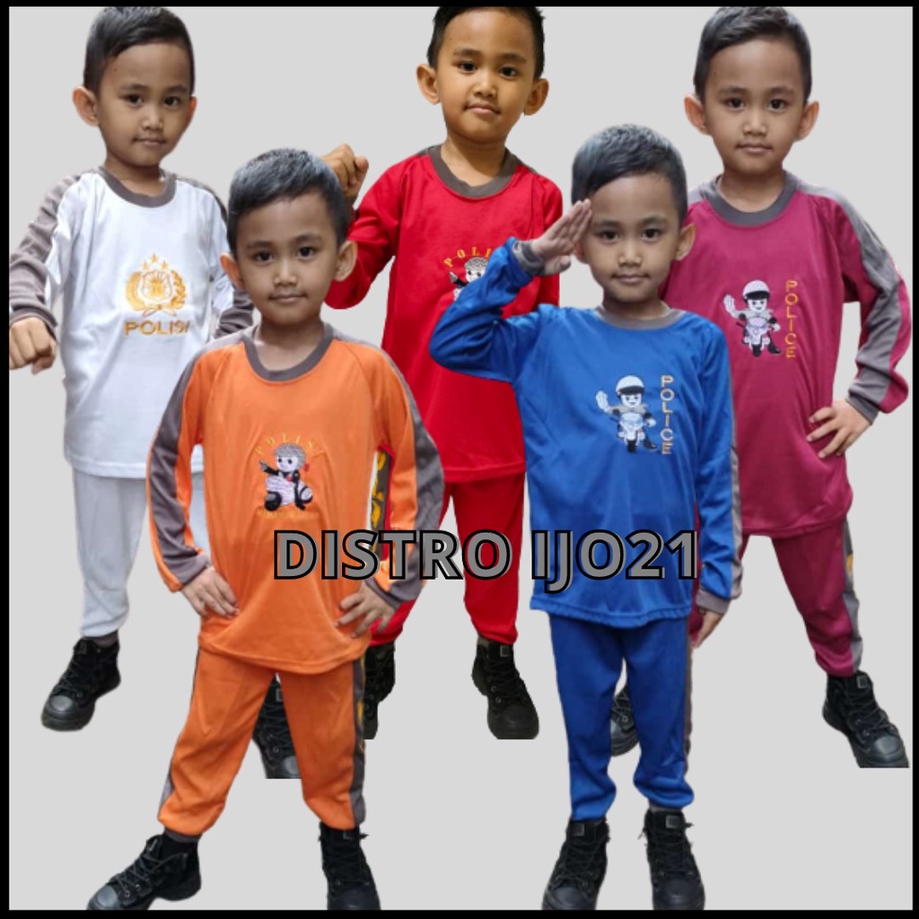COD  GROSIR KAOS ANAK POLISI STELAN KAOS ANAK POLISI TRAINING ANAK POLISI STELAN PIYAMA ANAK KAOS MU