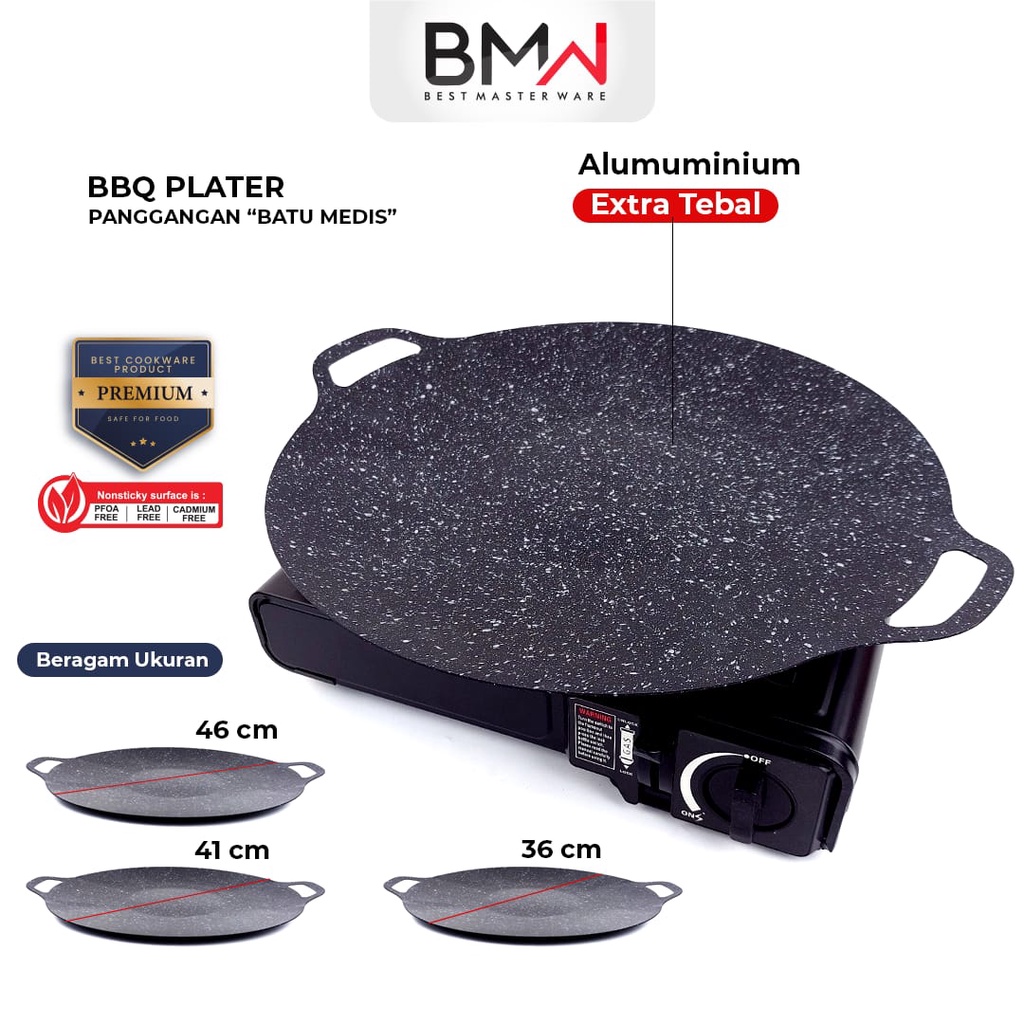 Alat Pemanggang Bulat BBQ Piring Pemanggang Baja Anti Lengket